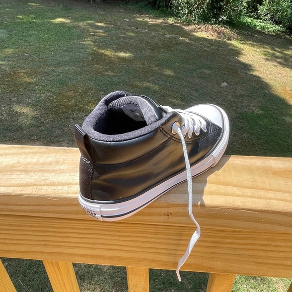 Converse Black Leather Sneakers Size 13 - Picture 14 of 16